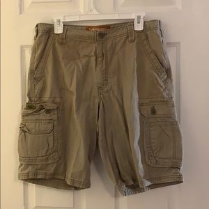 ♡ SOLD ♡ tan lee dungarees cargo shorts